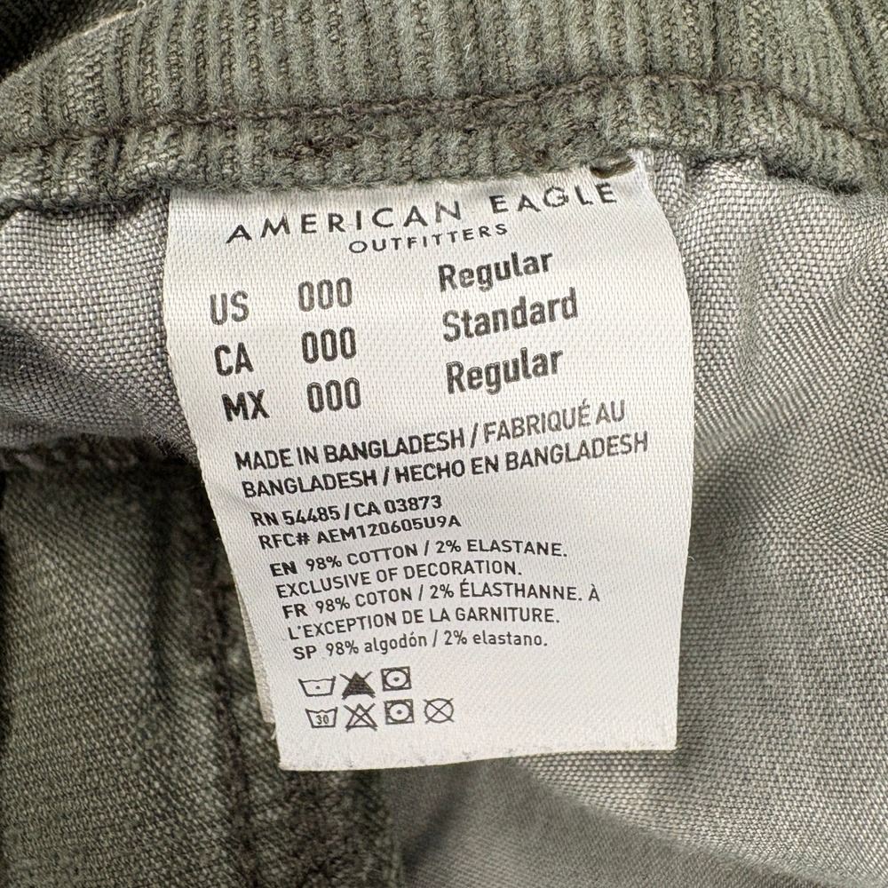 American Eagle Olive Green Corduroy Stretch Straight Leg Pants Womens 000 Reg - Picture 3 of 9